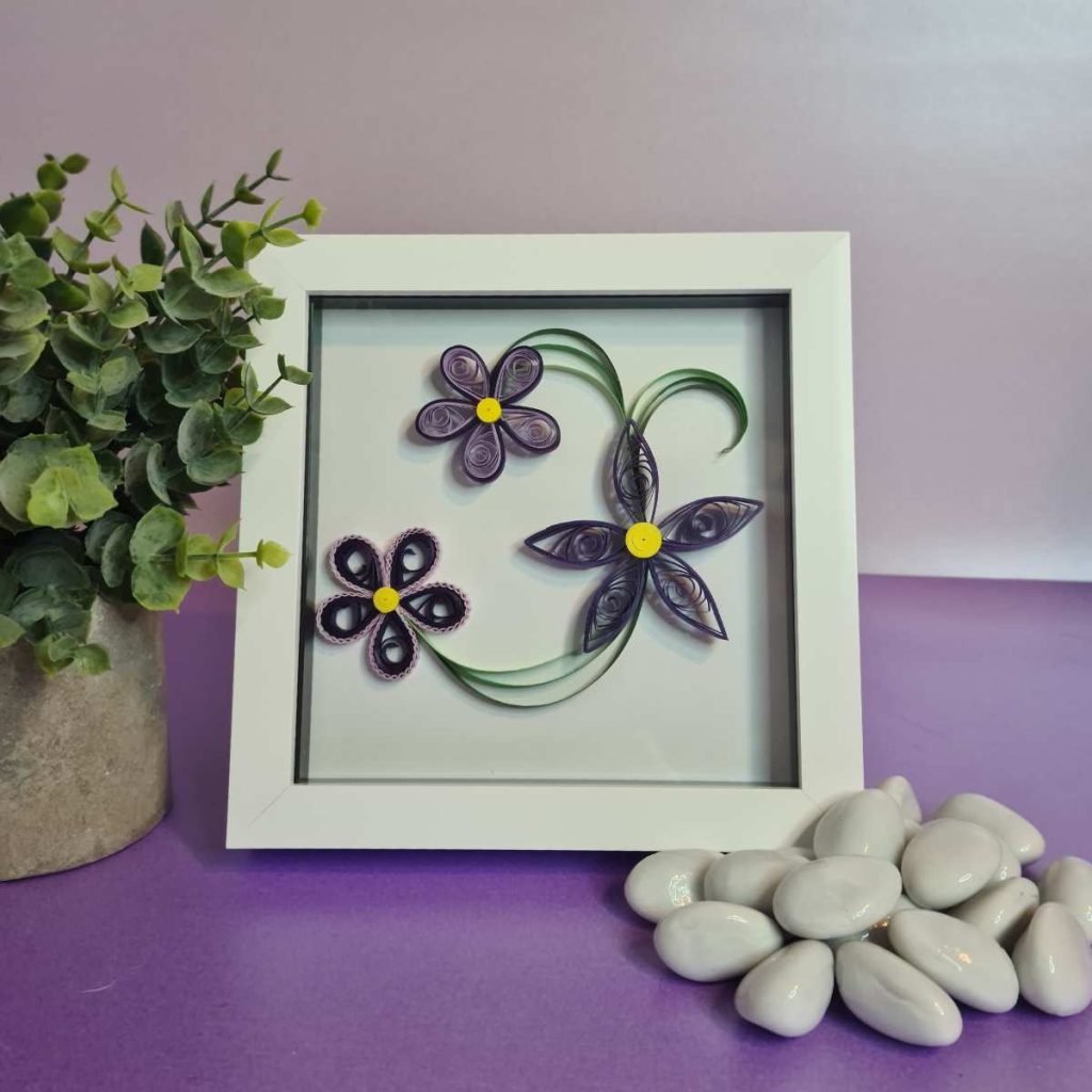 Quilled Triple Purple Flower Picture