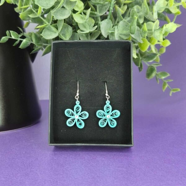 Quilled Turquoise Flower Earrings