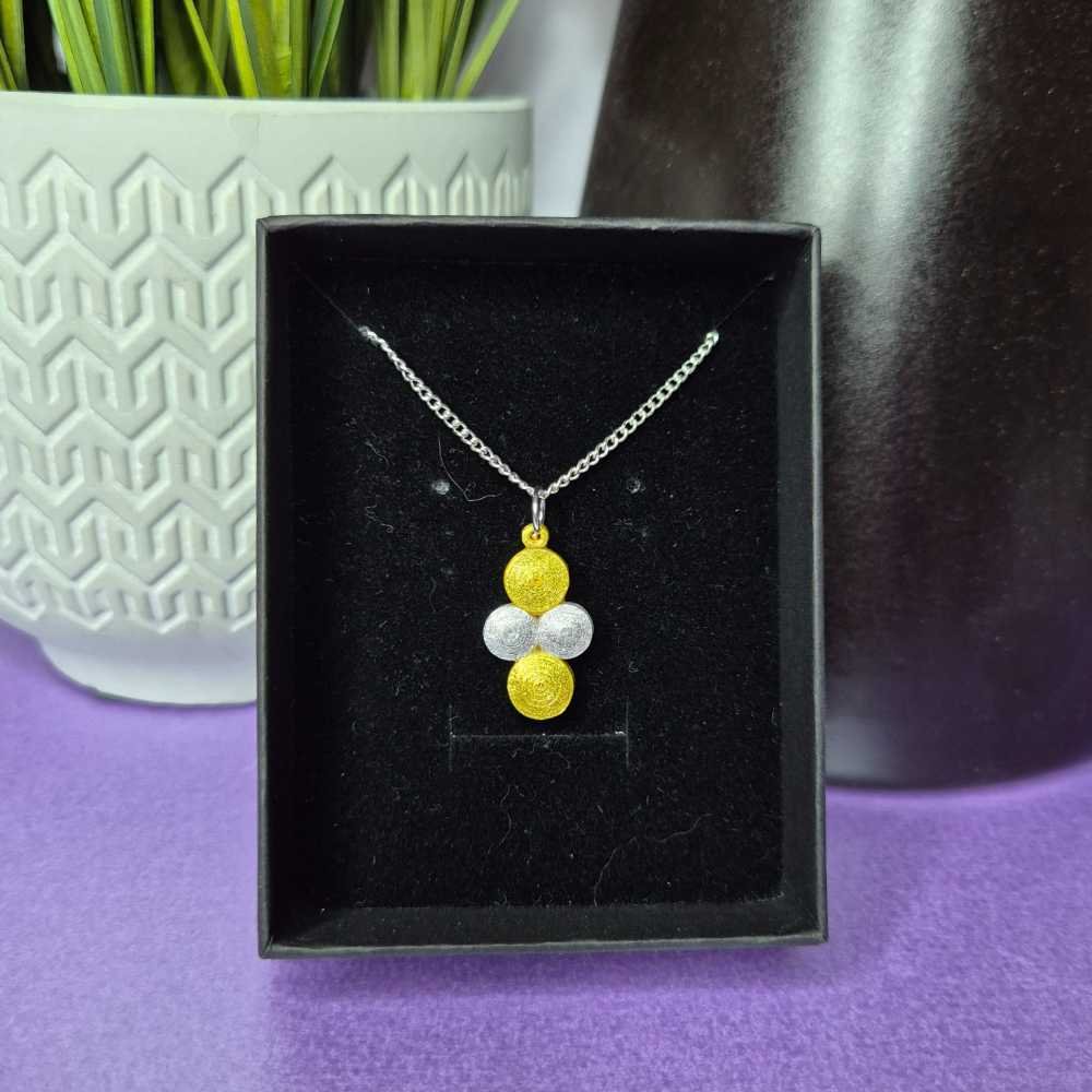 Quilled Yellow and Silver Dots Necklace