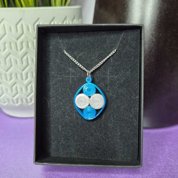 Quilled Blue and Silver Dot Necklace