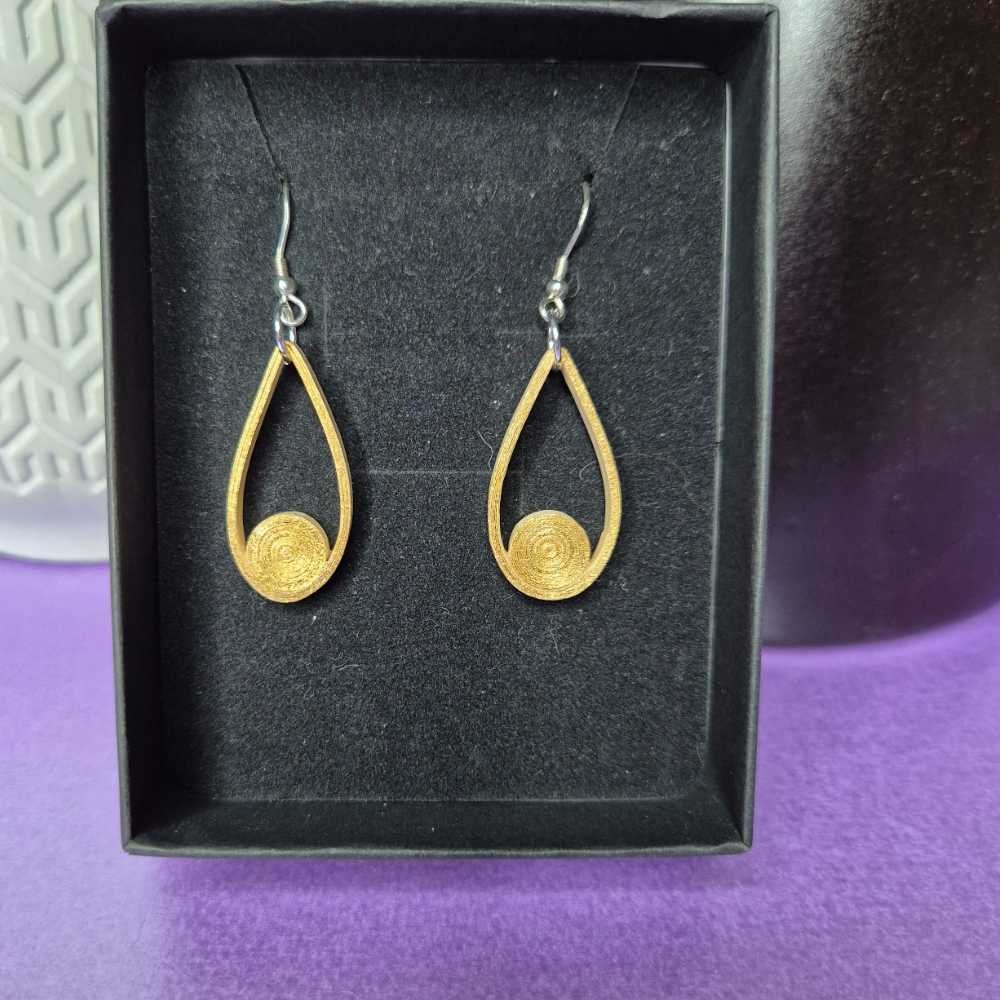 Quilled Gold and Ivory Drop and Dot Earrings