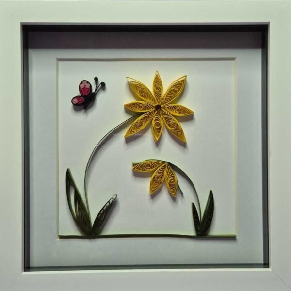 Quilled Yellow Flowers and butterfly Picture 02